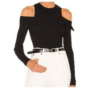 johnathan simkhai‎ black mandy compact cut out belt tie pullover top size M